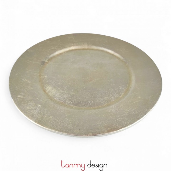 Lót đĩa trắng tròn dán bạc 32*H3 cm - Mẫu 1